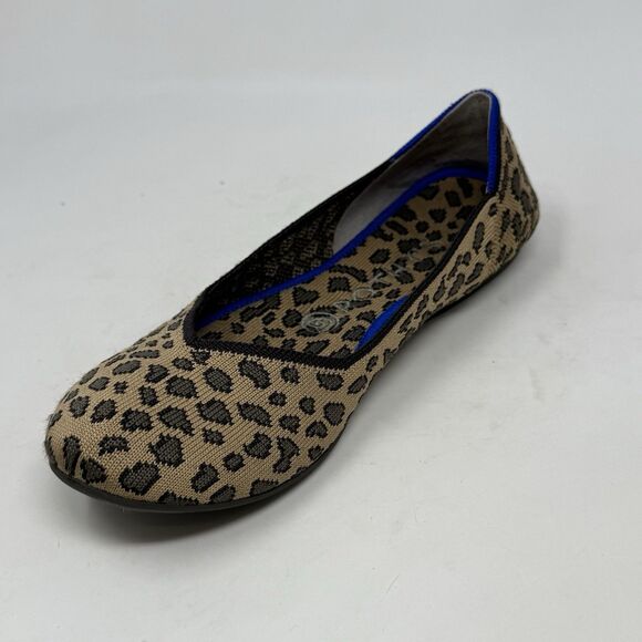 Rothy’s The Flat Womens 8 Brown Spotted Leopard Knit Round Toe Slip On Shoes - Picture 7 of 15